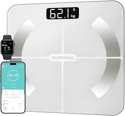 Bilancia Impedenziometrica Professionale, Bilancia Pesapersone Digitale 4 Elettrodi con App, Analizza Massa Grassa, Muscoli, BMI, 13 Misurazioni, Max 180 kg