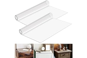 GANEEN Nightstand Protector, Clear Plastic Table Cover Protector 15.8 x 23.6 Inch, 1.5mm Thick Rectangle PVC Coffee ＆Dresser Table Cover Mat, Can Be Trimmed to Fit Irregular Occasion(2 Pieces,Smooth)