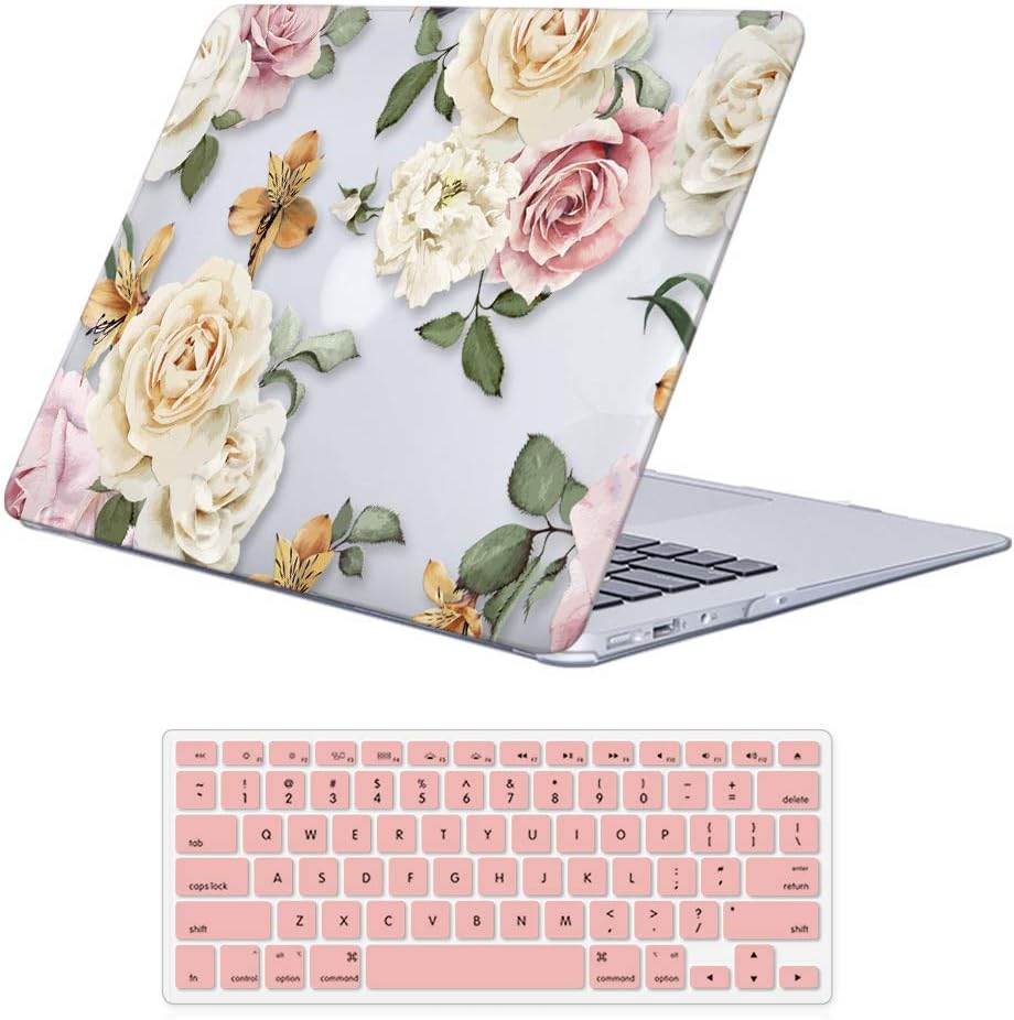 Holilife MacBook Pro Retina 13 Inch Case 2015 2014 2013 2012 Release Model A1425/A1502, Plastic Hard Case Cover Protector with Keyboard Cover Compatible with MacBook Pro 13 Retina Display - Clear Rose