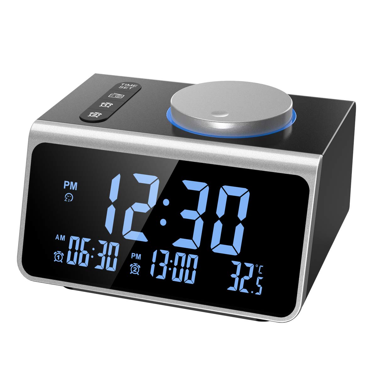 ORIA FM Radio Alarm Clock, Digital Alarm Clock Radio, Dual Alarm with USB Charger, 5 Level of Brightness, 12h and 24h Switchable, Sleep and Snooze Functions, Temperature Display for Home, Bedroom