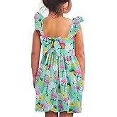 Vieille Toddler Girls Summer Dress Ruffle Short Sleeve Cute Mermaid Backless Kids Casual Beach Dress 3-7T