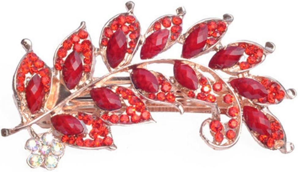 LUNA Womens Girls Vintage Rhinestone Leaf Flower Hair Clips Pins 3.5"