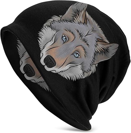 Men's Beanie Hat Head Wolf Knit Hat Soft Warm Hats Black Amazon.co.uk