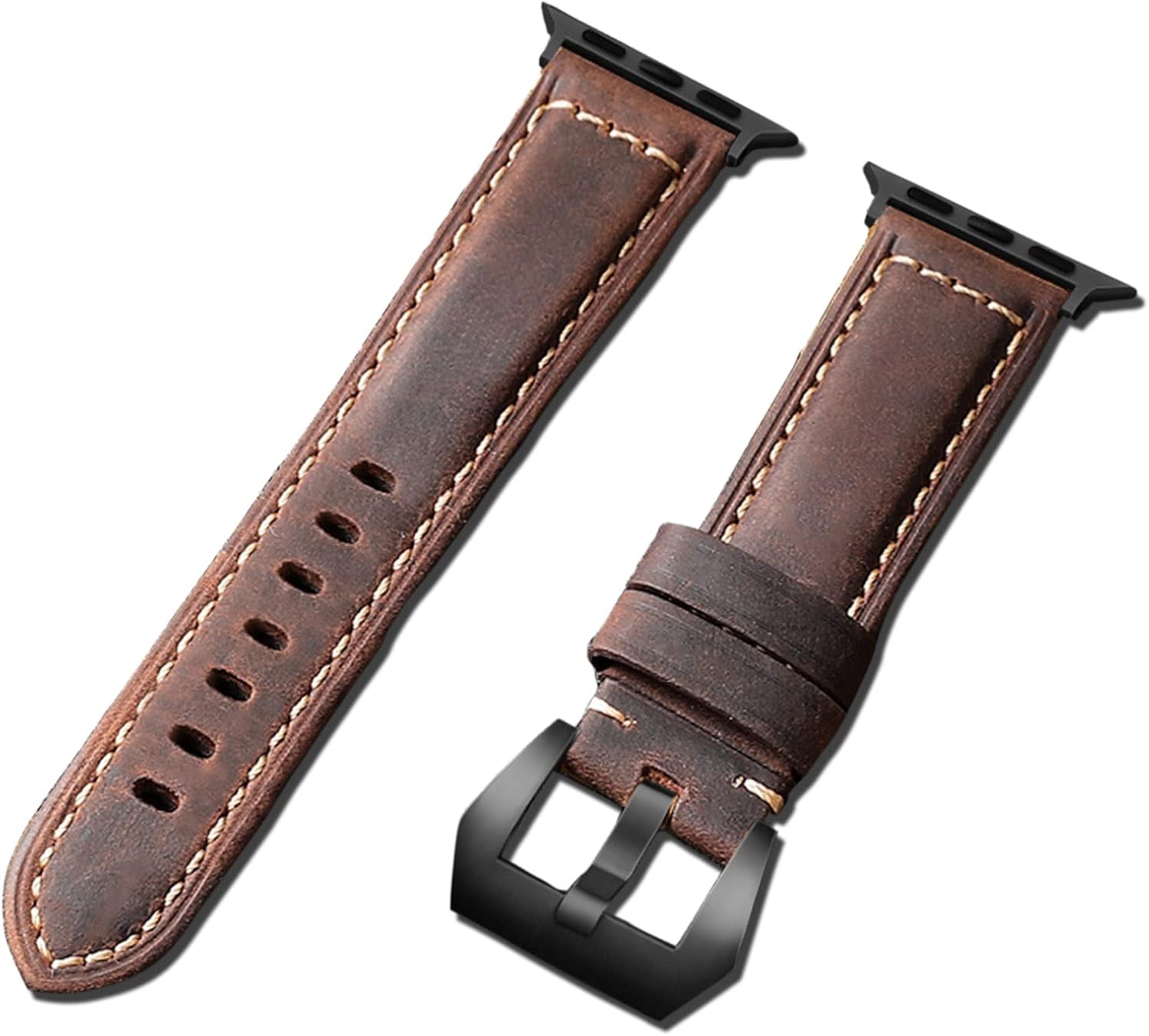 Smart Watch Bands Compatible with iPhone 44mm 42mm 40mm 38mm, Vintage Soft Cowhide Waterproof Bottom Band Classic Band Buckle Replacement Men Women Strap iWatch Series 4/3/2/1