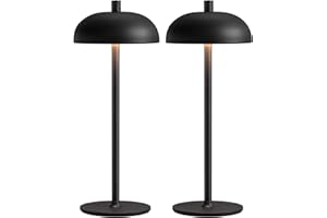 NEWSEE Cordless LED 12" Small Table Lamps Set of 2, Modern Portable Desk Lamp, 3 Color Dimming Rechargeable Battery Lights for Bedroom, Outdoor, Restaurant, Bedside, Baby Night Light, Gifts (Black)