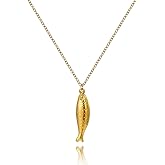 Xeyai Gold Necklace for Women, 14K Gold Plated Dainty Fish Pendant Minimalist Charm Chocker Jewelry Gift for Her