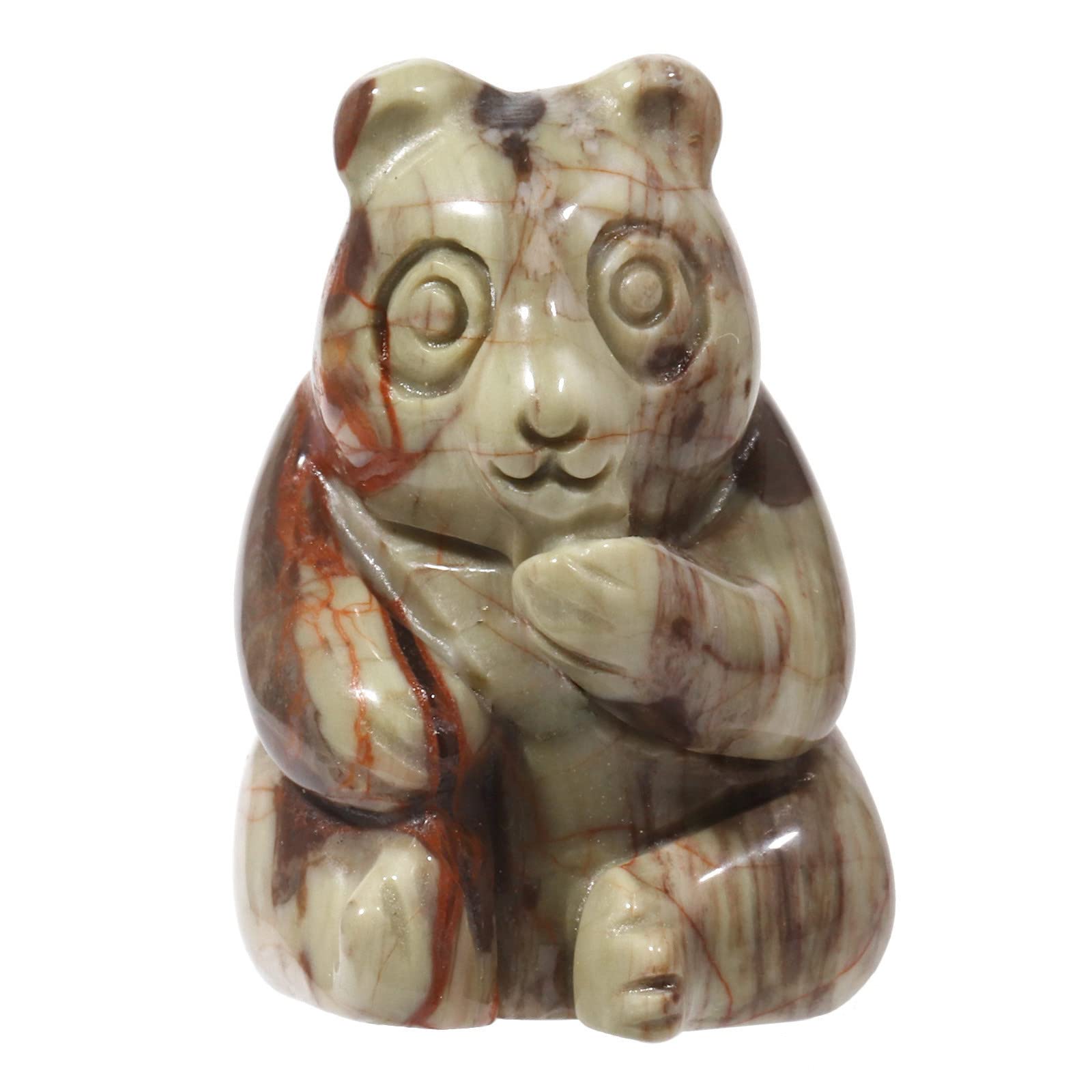 Nupuyai Crazy Lace Agate Hand Carved Mini Crystal Stone Statue Animal Bear, Reiki Energy Healing Figurine Spiritual Ornament Good Luck Home Decor
