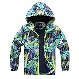 Mobycare Boys Hooded Jacket Fleece Lined Outdoor Waterproof Lightweight Windbreaker