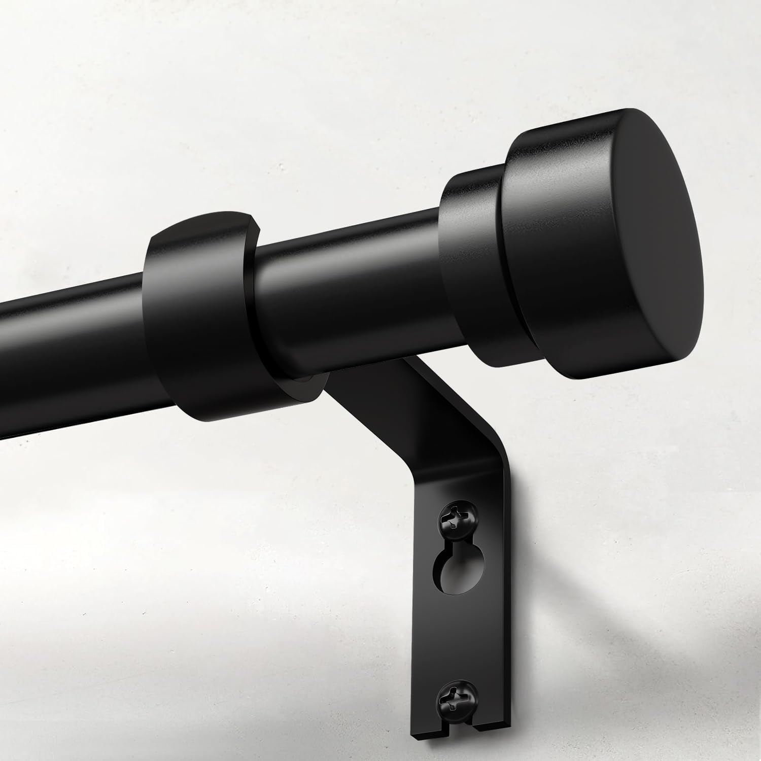 Photo 1 of Lootkell Modern Black Curtain Rods for Windows 48 to 84 Inches Adjustable Length Heavy Duty 1" Diameter Window Curtain Rod with Decorative Finials for Outdoor Farmhouse Bedroom Kitchen Living Room