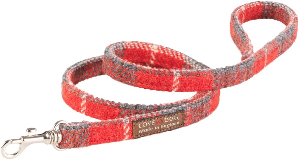 red tweed dog collar