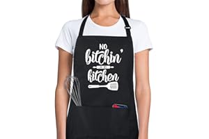 Xornis 100% Cotton Funny Apron with 2 Pockets for Men Women BBQ Grilling Adjustable Bib Black Aprons Gifts Cooking Kitchen