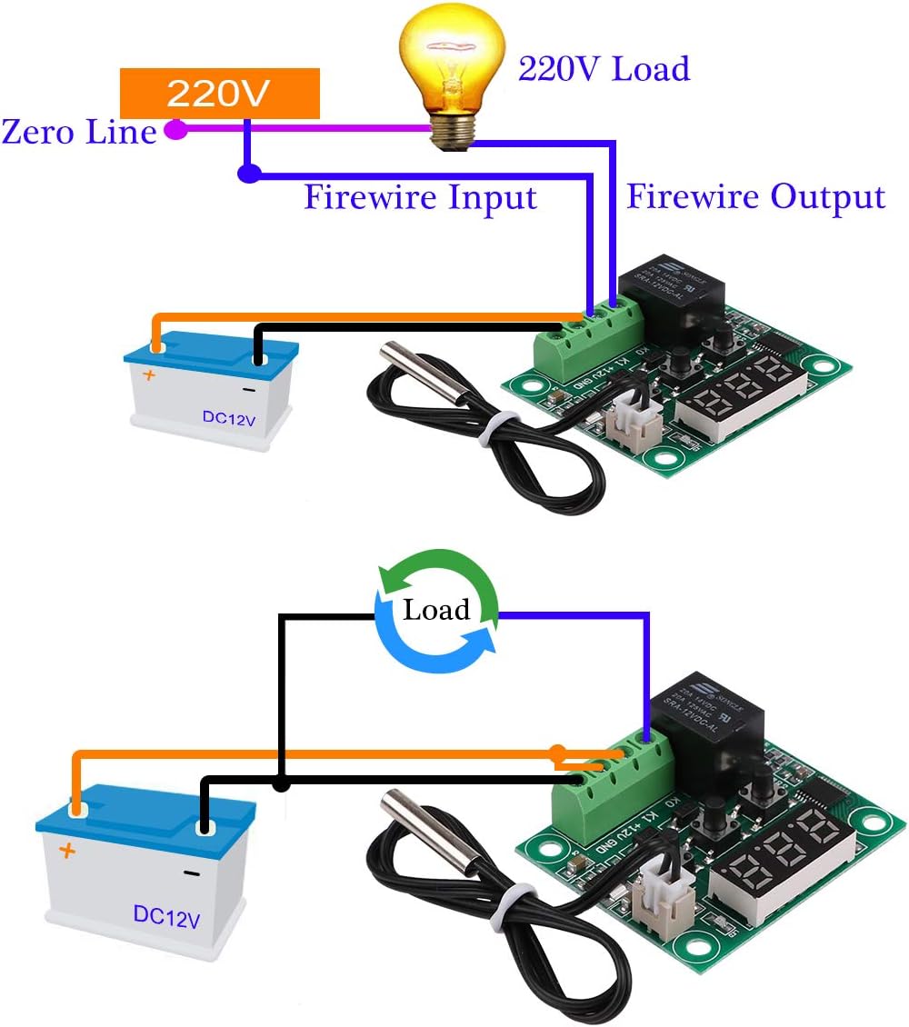 MakerHawk 4PCS W1209 12V DC Digital Temperature Controller Module
