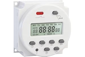 Weasch Timer Switch, CN101A, DC/AC 12V 16Amp, Digital LCD Power Programmable Timer Time Relay Switch, Supports 28 Scheduled Times Daily or Weekly (1)