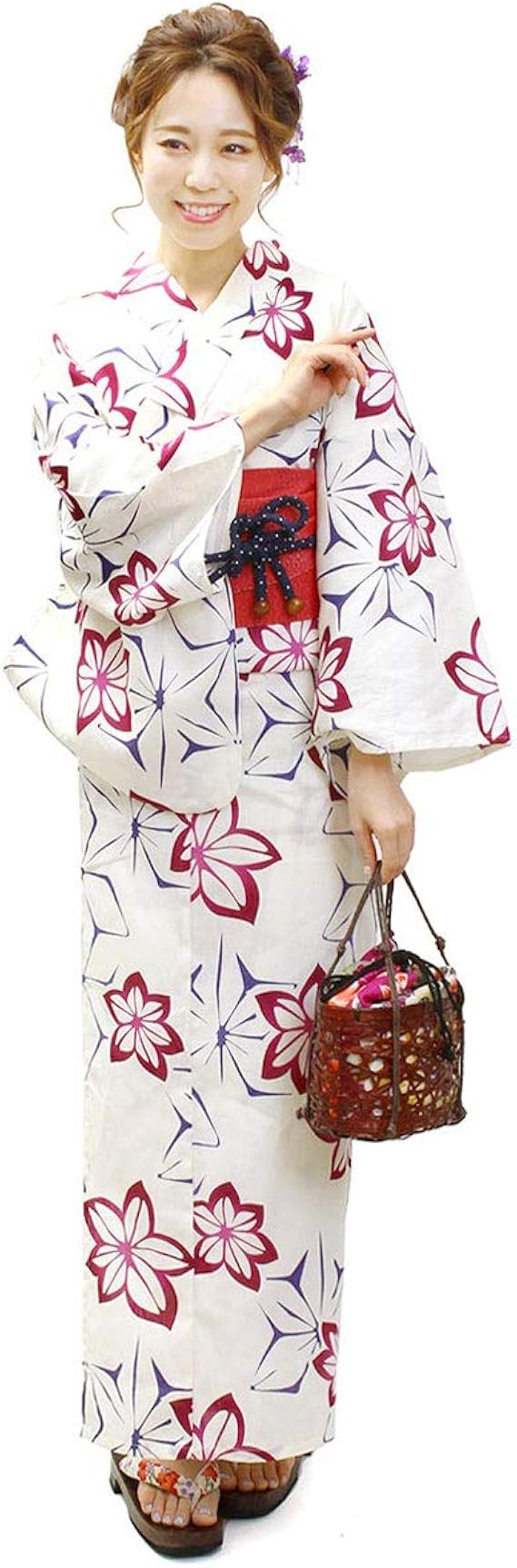 浴衣 帯 下駄 レディース 3点セット 白地に麻の葉模様 ピンク 紫 Sg チェリー B102 浴衣 通販 Amazon