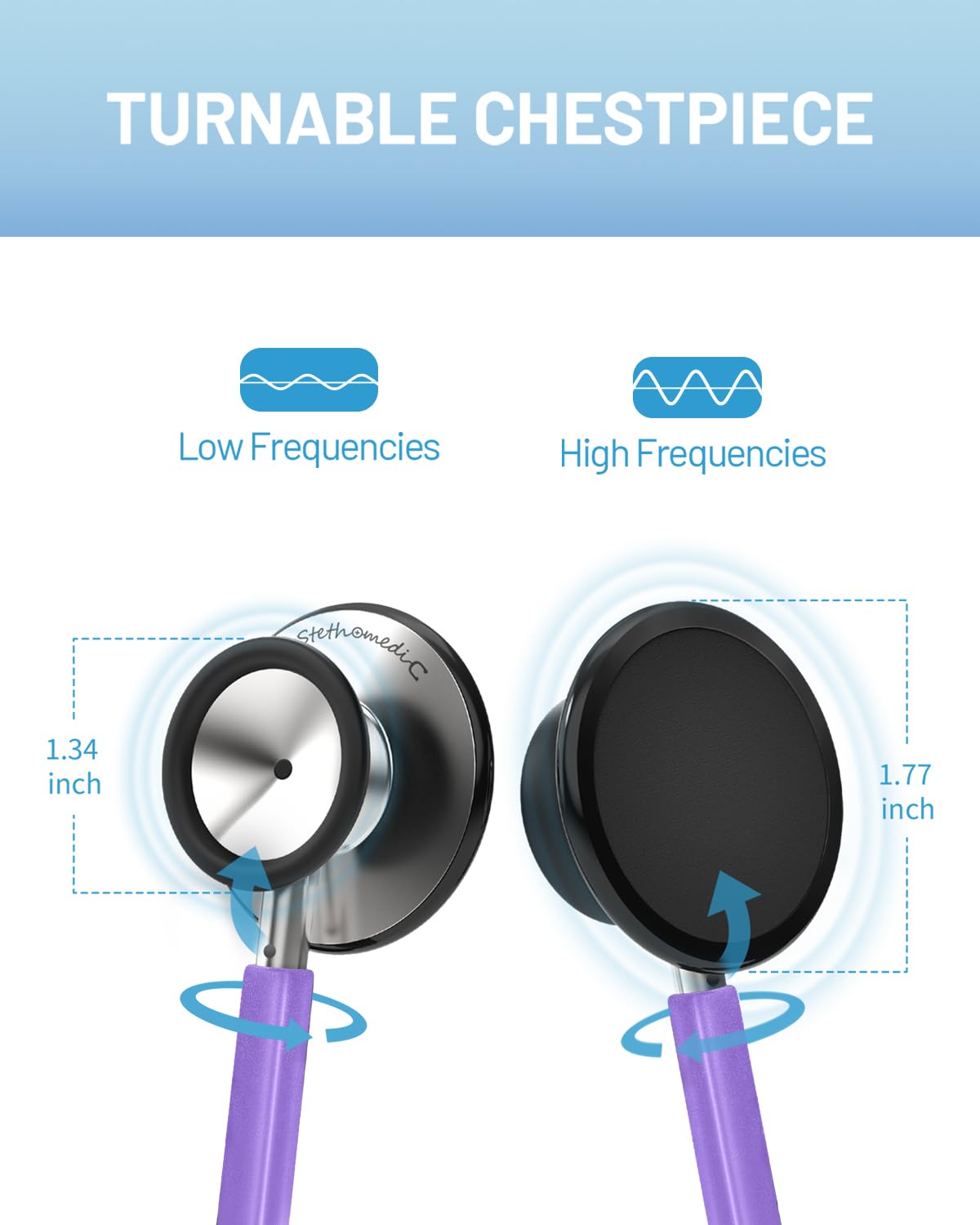 FriCARE Purple Stethoscopes For Nurses, Classic Dual Head Stethoscope