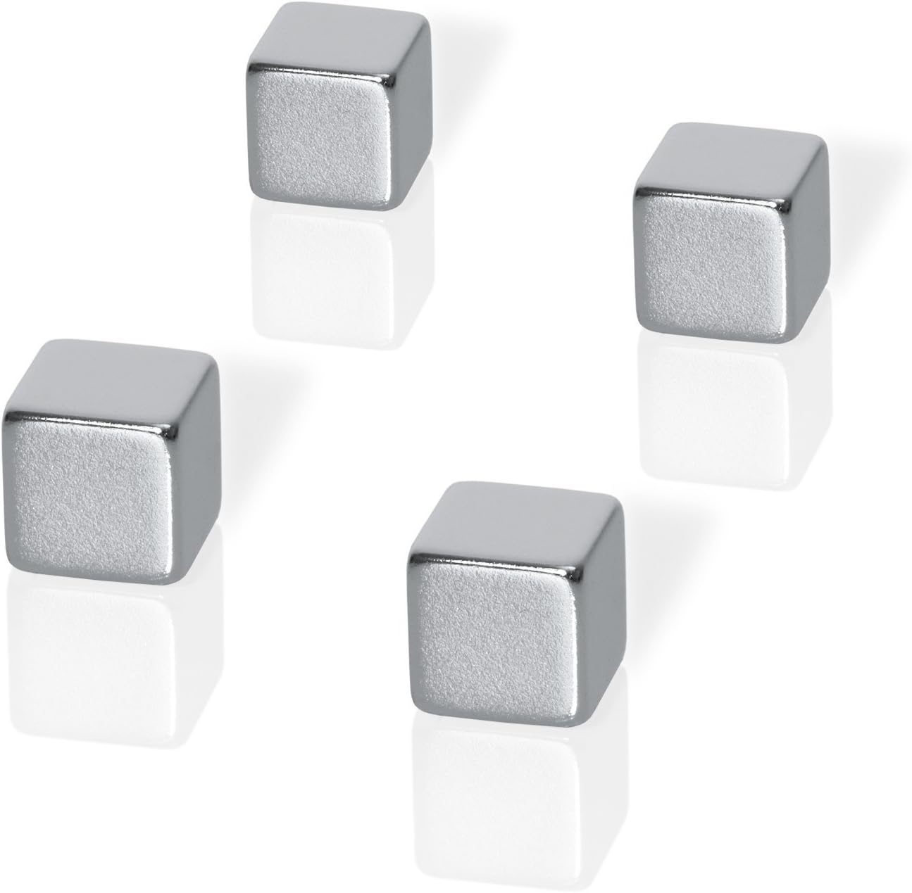 Be!Board B3100 Neodymium magnets, 1 x 1 x 1 cm, cube design, silver, for magnetic glass boards / magnetic pinboards (set of 4)
