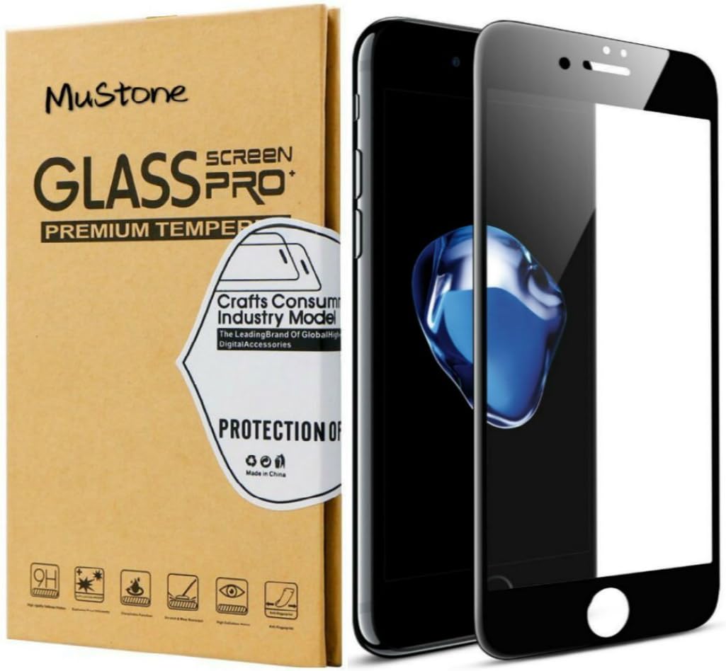 MuStone [2 Pack Screen Protectors for iPhone 7 plus iPhone 8 plus, 3D Full Screen Frame Edge to Edge Tempered Glass Edge for iPhone 7 Plus 8 Plus Tempered Glass Screen Protectors 5.5'' (Black)