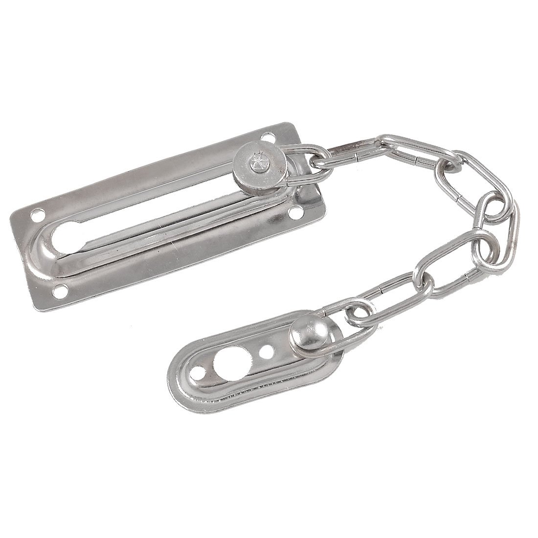 sourcing map Silver Tone Metal Security Protective Door Lock Chain Guard Fastener