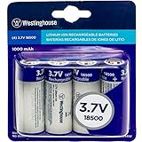 Westinghouse 4 Pack 3.7V 1000 mAh 18500 Rechargable Batteries
