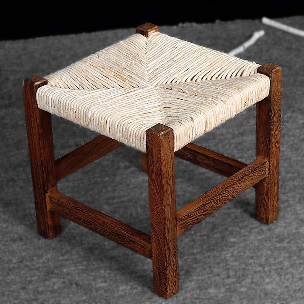 GBXX Fashion Creative Small Furniture Anti-Slip Stool Footstool Work Stool Step Stool Solid Wood Carbonization Fashion Low Stool Rattan Household Non-Slip Coffee Table Multifunction Household Creativ