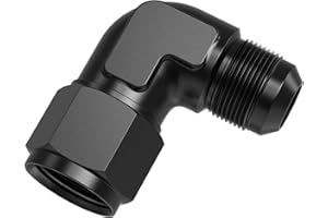 TRUCKMETER 90 Degree 8AN Female to 8AN Male Swivel Flare Union Fitting Adapter, Black Hard Aluminum Hex Anodized Connector, Automotive Accessories Suitable for Vehicle Fuel Oil Line Modification