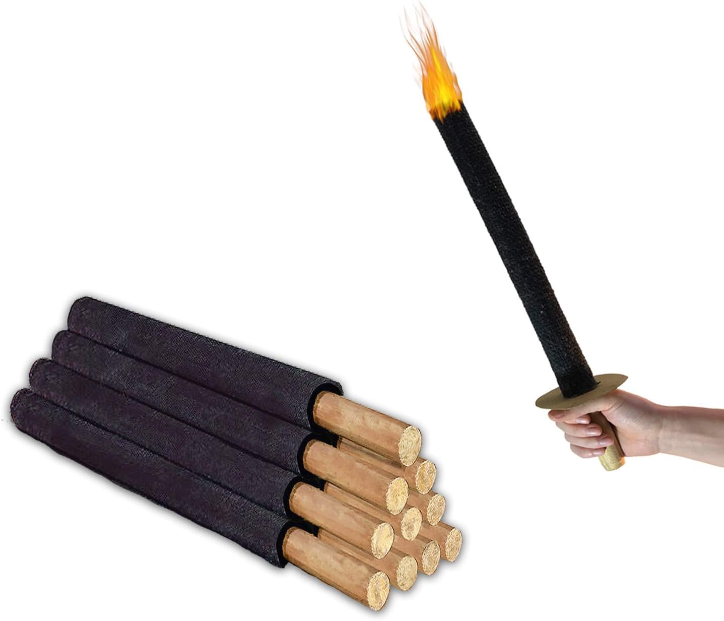 Avantina 11 Fackeln Hochwertige 45 Min. Wachs-Fackeln inkl. 11 x Handschutz, mit Extra Langem Griff, Kinder Fackeln Spaß für Nachtwanderung
