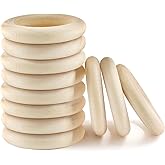 Bivethoi 30 Pcs Natural Wooden Rings, 60mm / 2.4 Inch (Dia.) Unfinished Smooth Wood Circle Rings for DIY Craft, Plant Hanger, Jewelry Making