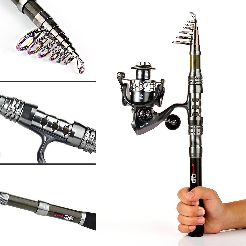 Sougayilang Fishing Rod Combos with Telescopic Fishing Pole Spinning Reels Fishing Carrier Bag for Travel Saltwater Freshwater Fishing : Sports & Outdoors