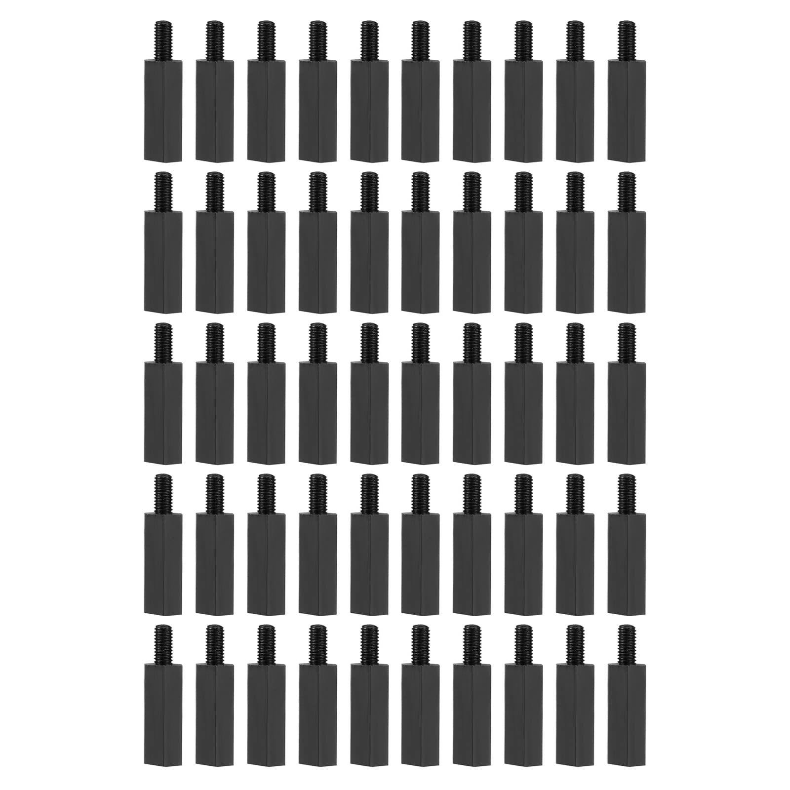 YOKIVE 50 Pcs M3 Standoff Screws, Nylon Hex PCB Standoffs with High Insulation Effect, Keep Height Consistent, Great for Motherboard (Black, 12mm+6mm)