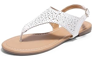 DREAM PAIRS Women's Rhinestone Casual Wear Cute Gladiator Flat Sandals Beach Dressy T-Strap Thong Sandals