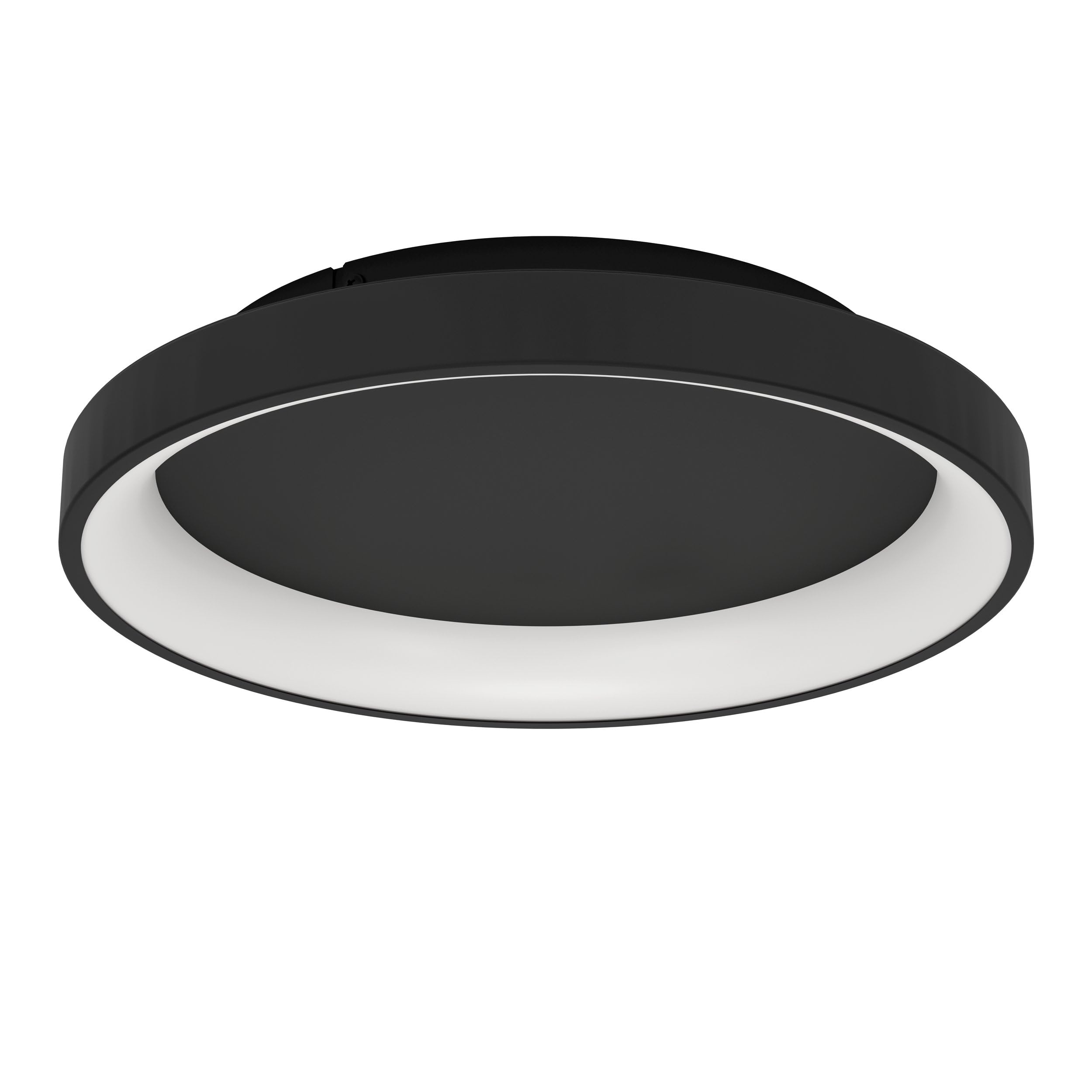 Eglo LED Ceiling Light Fitting Loretello, Round Ceiling lamp, Office Lighting dimmable with Remote Control, Metal and Plastic in Black and White, Warm White-Cold White, Ø 35 cm