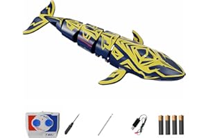chxingfeng Remote Control Whale Shark Toys, Cartoon Golden Whale, RC Shark, Remote Control Boat, Water Toys for Kids,Toys for Swimming Pool Bathroom (4 x AA Batteries Included)