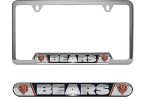 FANMATS NFL Embossed License Plate Frame, Stainless Steel Frame with Stamped Aluminum Team Logo Inserts, 6.25in x 12.25in