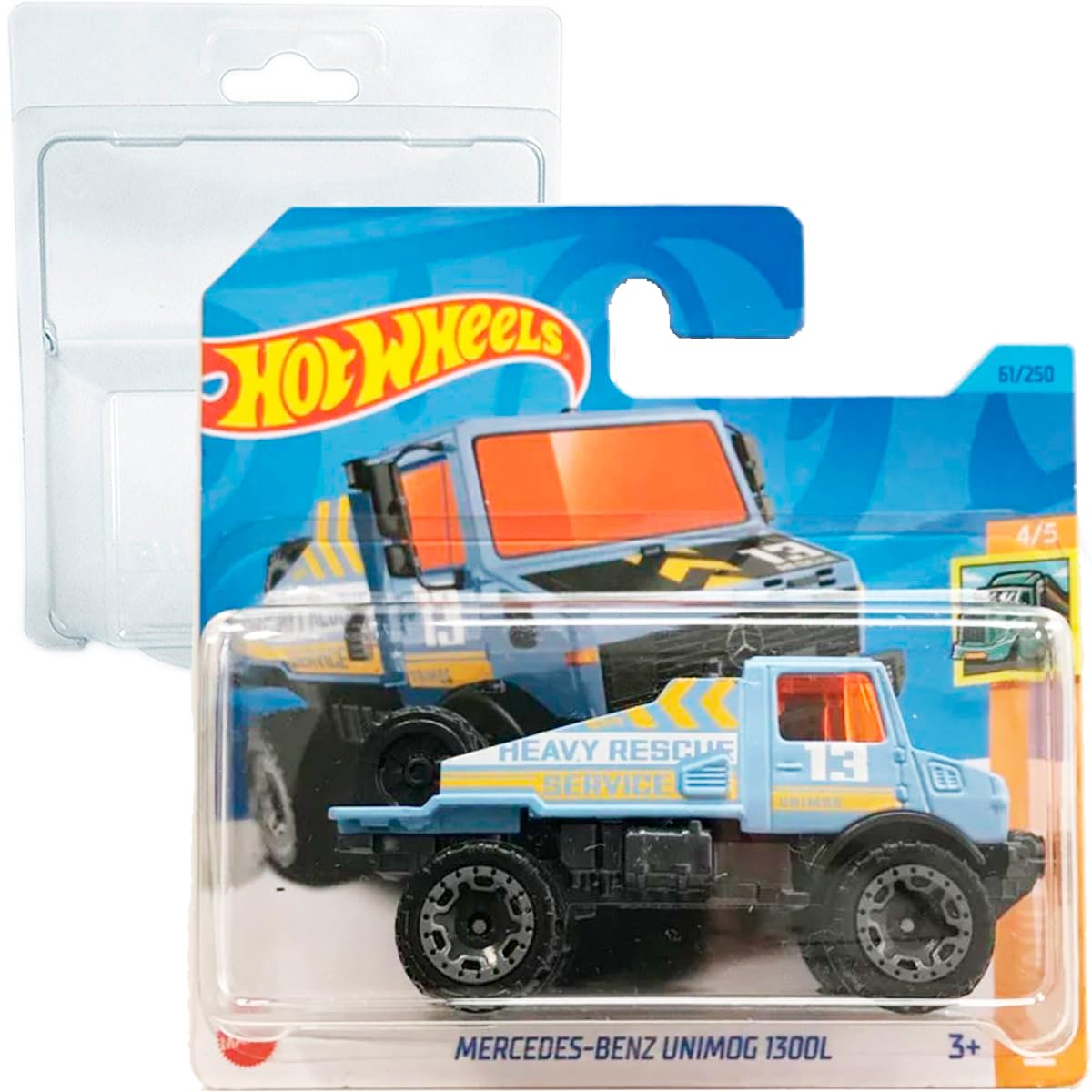 Hot Wheels Mercedes-Benz Unimog 1300L HW Haulers 4/5 (61/250) HKJ99 Short Card Mattel 2023 + Blister & Card Protector Pack Friki Monkey