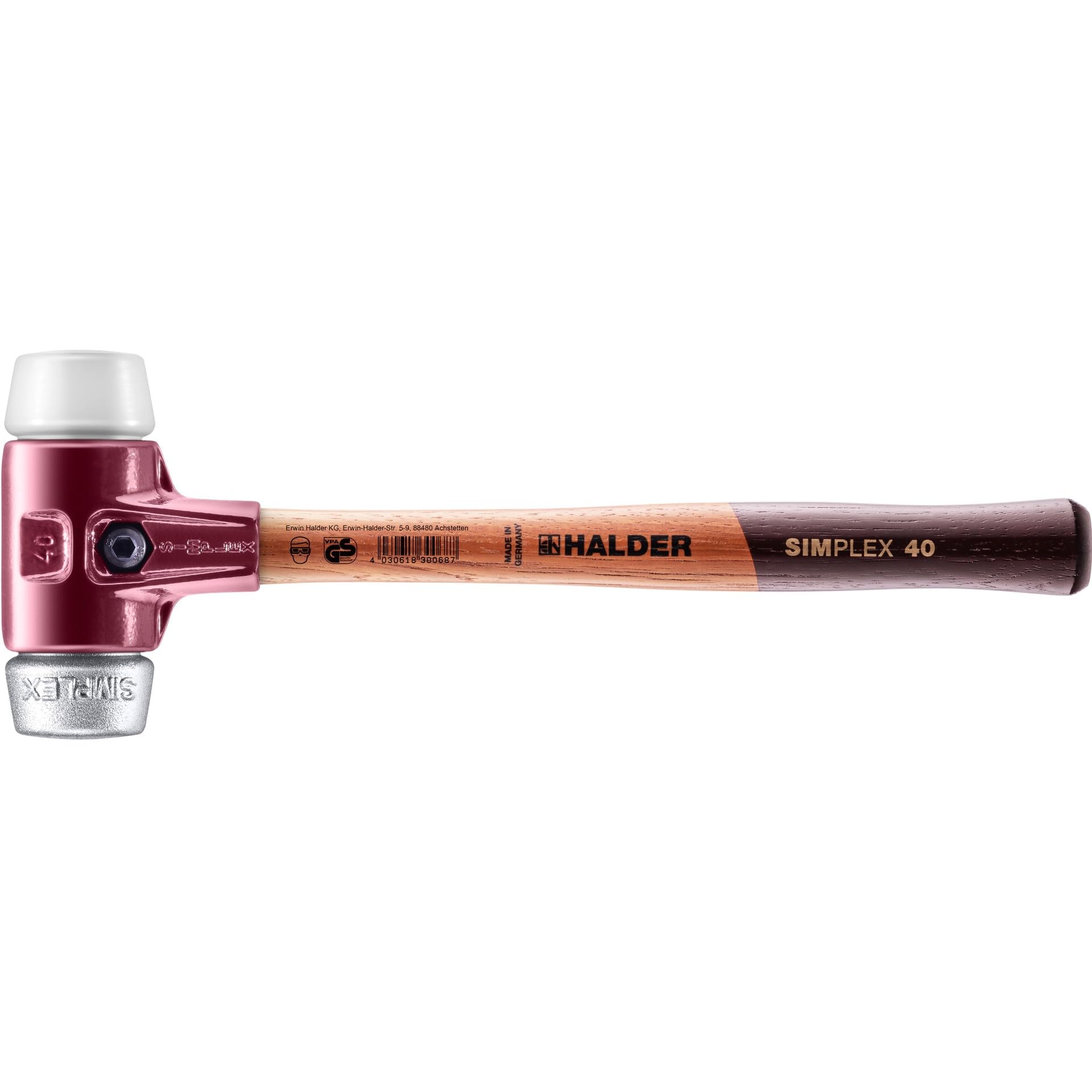 Halder 3079040 "Simplex Soft-Face Superplastic/Soft" Metal Mallet, Multi-Colour, 40 mm