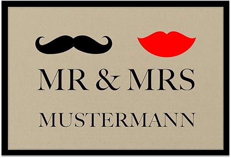Amazon De Loose Werbetechnik Fussmatte Mr Mrs Inkl Ihrem Nachnamen Personalisierte