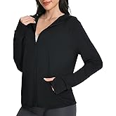 QXURkut Womens Athletic Jackets, UPF50+ UV Protection Long Sleeve Lightweight Zip Up Sun Hoodie with Pockets