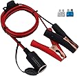 CUZEC 12V/ 24V Extension Cord Plug Socket with Battery Clamp 4.9FT / 1.5m 16 AWG Battery Clip-On and Cigarette Lighter Adapter