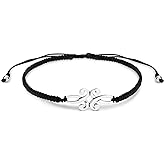 AeraVida Vintage Celtic Knot .925 Sterling Silver Charm Bracelet | Black Adjustable Rope Bracelet for Men & Women | Boho Minimalist Jewelry Gift