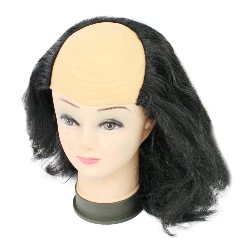 Halloween Bald Cap Balding Wig Caps Hats Old Man Wig Headwear with Black Grey White Hairs for Costume Party Fancy Dress Acting Theatrical Bald Wig Cap Latex One Size for Adults