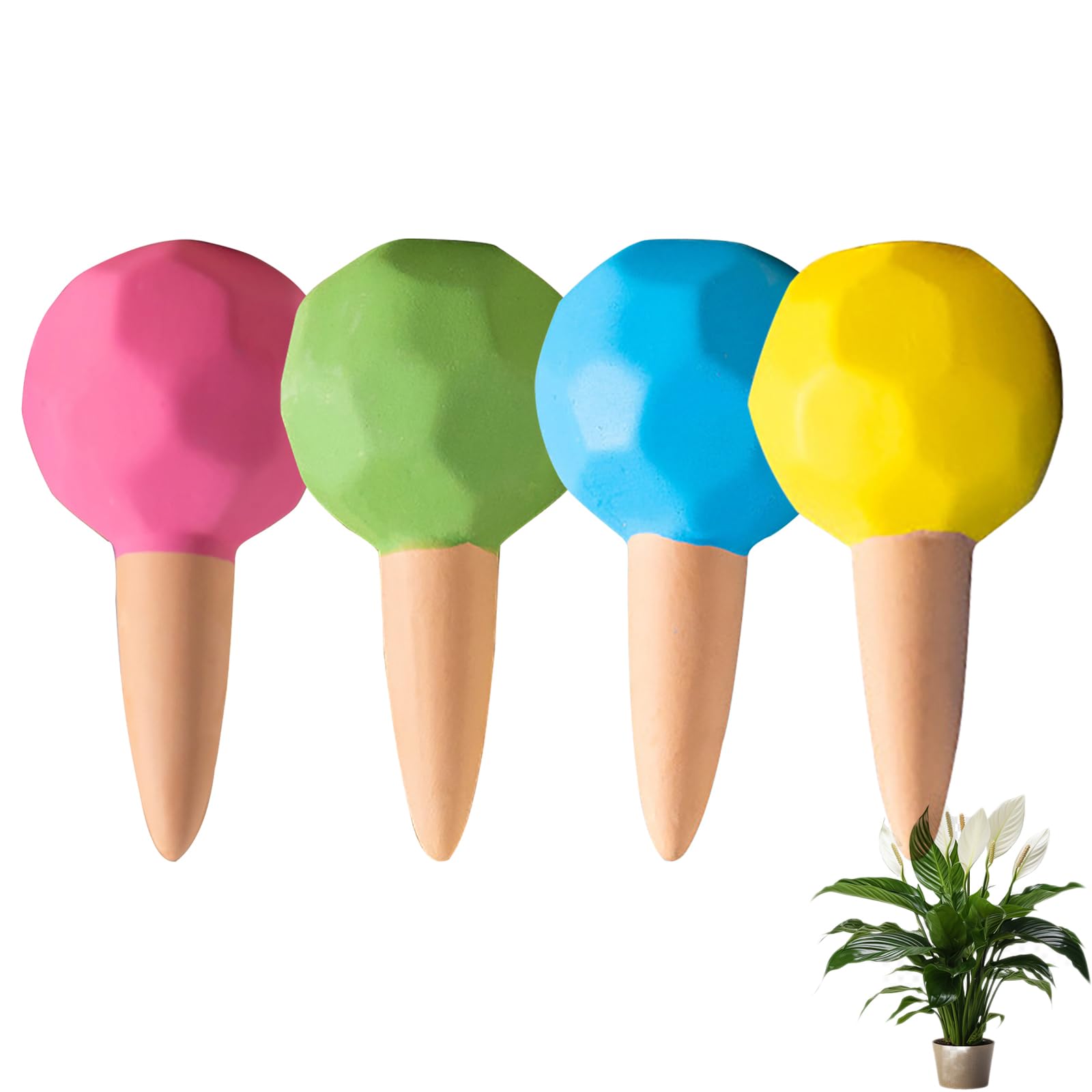 MKNZOME Plant Watering Stakes, 4pcs Terracotta Self Watering Spikes Plant Watering Devices for Wine Bottles Vacation Automatic Plant Waterers for Indoor & Outdoor Plants