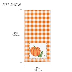 Pumpkin Plaid Hand Towels 16x30 in Orange Checked