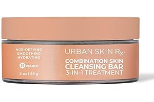 Urban Skin Rx® Combination Skin 3-In-1 Daily Treatment Cleansing Bar, Exfoliator + Rejuvenating Mask, Hydrates & Helps Diminish the Appearance of Dullness, Dark Marks, Fine Lines & Wrinkles, 2.0 Oz