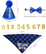 Fantasyon Dog Birthday Hat and Bandana Set Blue Reusable Party Accessory view 2