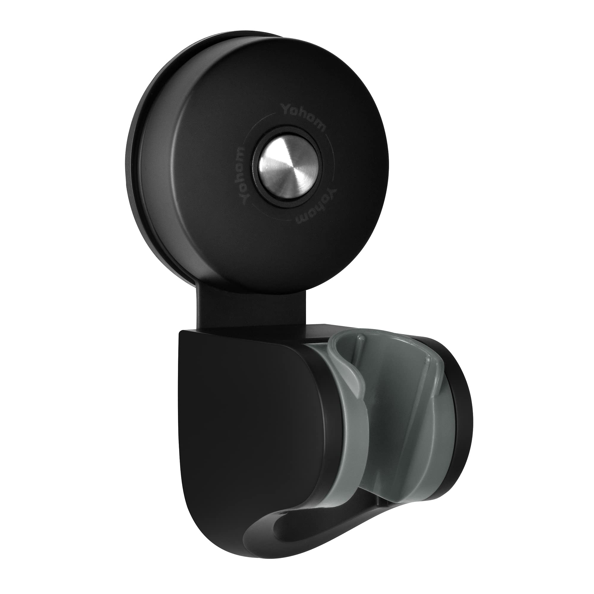 YOHOM Stainless Steel Shower Head Bracket - 4 Angles Adjustable Vacuum Suction Holder - No Drilling - Matte Black