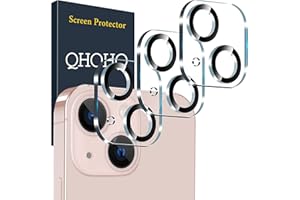 QHOHQ [3 Pack Tempered Glass Camera Lens Protector for iPhone 14/13 [6.1 Inch]/14 Plus 6.7"/13 Mini 5.4 Inch, Ultra HD, 9H Hardness, Scratch Resistant, with [Removal Tool] [Support night shooting]