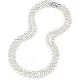The Pearl Source 14K Gold 8-9mm AAAA Quality White Freshwater Cultured Pearl Necklace for Women in 36" Opera Length