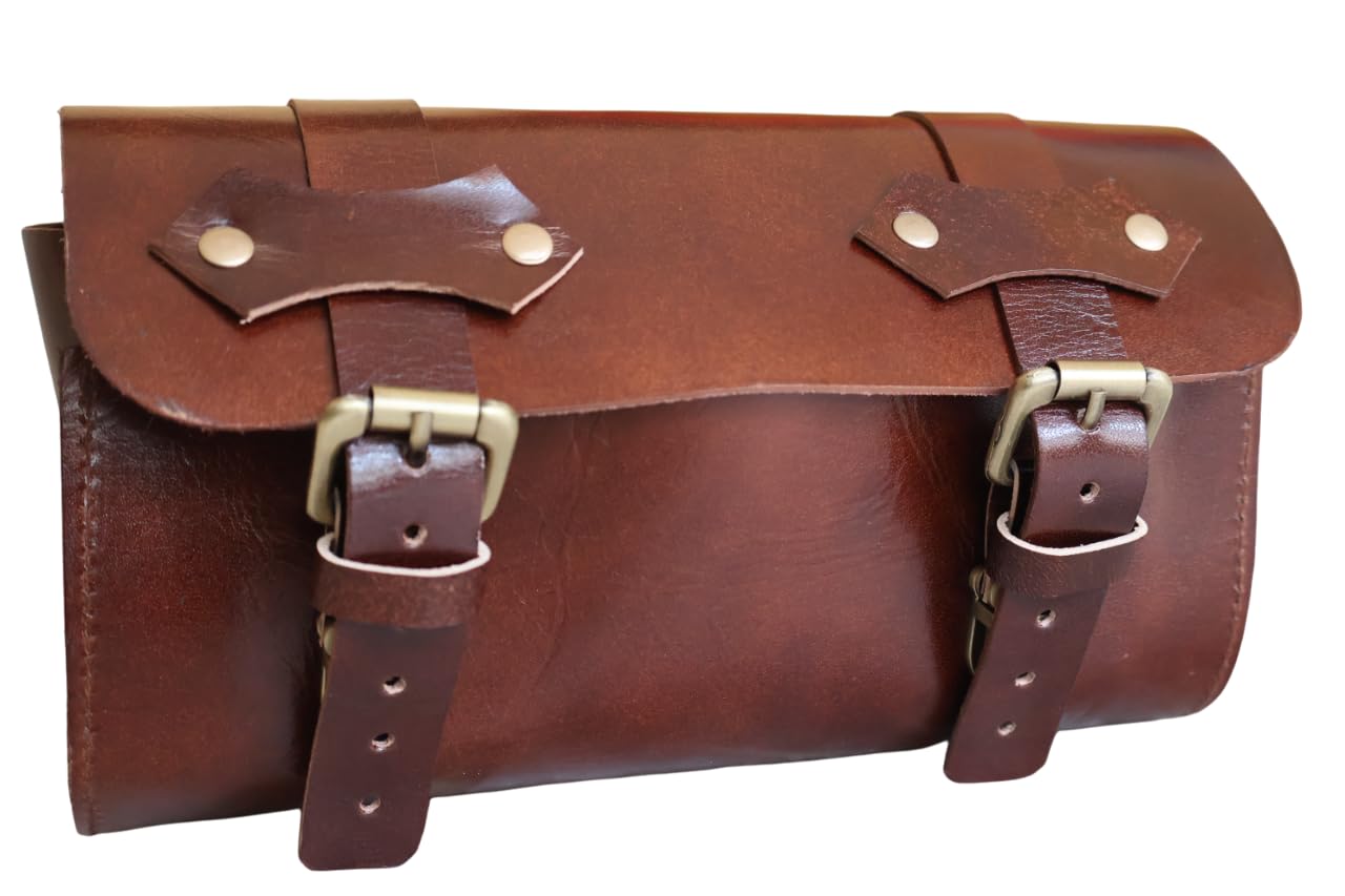 american blue Women Men Leather Saddle Bag Bicycle Accessories Bag Vintage Bag (Dynamics)