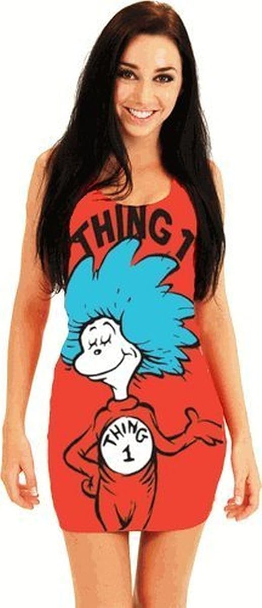 Dr. Seuss Thing 1 Juniors Red Tunic Tank Dress (Juniors Medium)