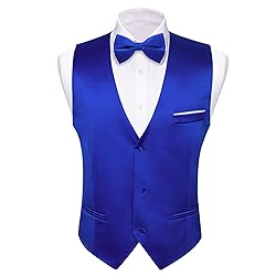 Barry.Wang Mens Royal Blue Formal Suit Vest V-neck